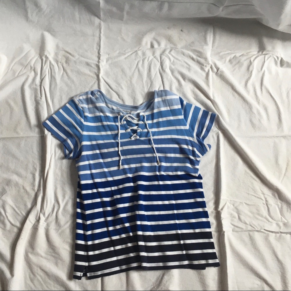 Striped Lace-up shirt